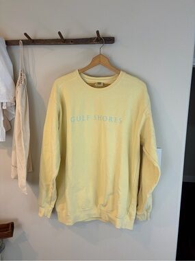 Comfort Colors Gulf Shores Alabama Sweatshirt Large Butter Yellow Oyster House